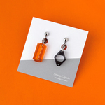 【Bit by Bit／180】ピアス・イヤリング｜｜｜アクリルアクセサリー｜ブラック｜オレンジ｜カミソリ｜夏｜ユニーク｜幾何学｜デジタル｜揺れる｜個性的｜クリア｜軽い｜モード