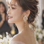 結婚式につけてくださる方多数！！ロングフラワー、お花ビジューピアス、イヤリング