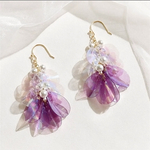 【Mermaid🧜‍♀️】揺れる オーロラ スパンコール パール キラキラ 大ぶり 軽量 ピアス イヤリング 春 夏 パープル 紫 むらさき