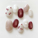 【 期間限定セール中 】 juicy cherry 🍒 / ネイルチップ / ピンク / チェリー / さくらんぼ / フルーツ / 夏ネイル