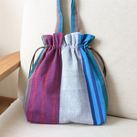 手織り 巾着トート スリランカ purple×blue