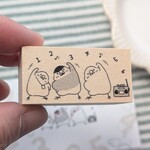 【ラジオ体操をする文鳥さん　ラバースタンプ】