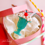 Blue cream soda brooch レトロなクリームソーダパフェブローチ