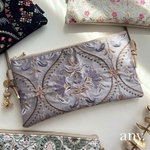 インド刺繍生地✨横長スマホポシェット④スマホショルダー  お散歩ショルダー  サコッシュ 横型ポシェット