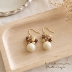 ♪+angelo+ドイツビーズとチェコビーズのピアス(p-015)エクルー G  