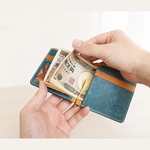 手縫い本革｜コインポケット付きマネークリップ財布｜コルクレザーの二つ折り財布