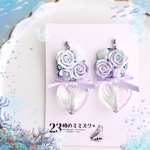【夏の限定】人魚の涙と薔薇のシャボン玉ピアス/イヤリング