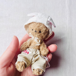 紅茶染めうさくま【１０cm】小さなぬいぐるみ／ハンドメイドミニチュアテディベア