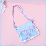 シャカシャカ＆プリンセス 刺繍リボン　キッズポシェット 水色 ブルー ポーチ