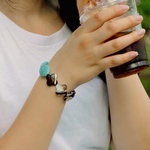 【シティガールミーツ…】晩夏まで都会的に！大人クローバーパワーストーンブレスレット＜マザーオブパール×ターコイズ×ヘマタイト＞
