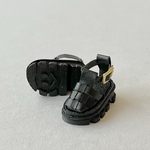 【7/11 21時〜販売】厚底グルカサンダル（ブラック×ゴールドバックル）