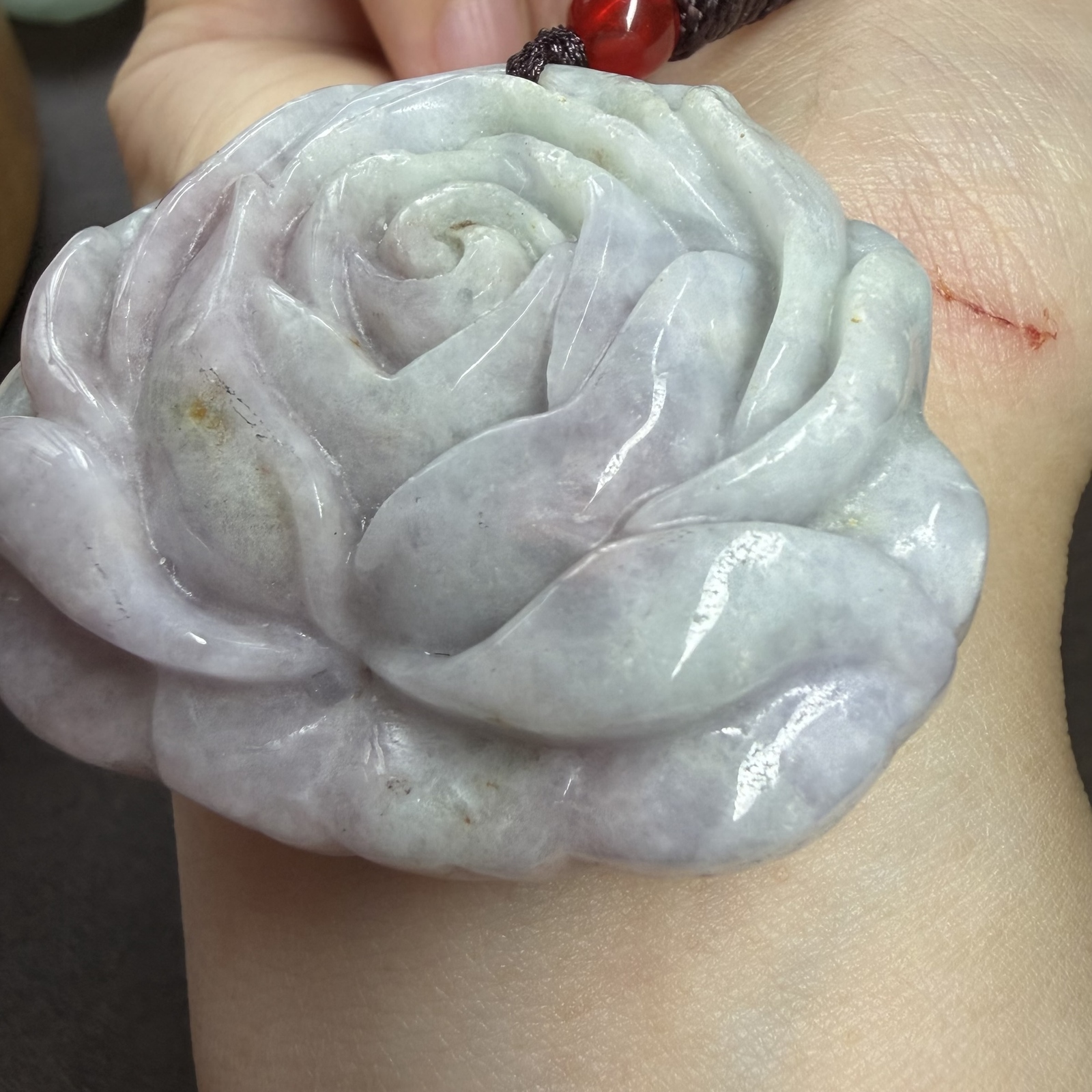 天然翡翠 薔薇彫刻 ペンダントトップ ピンク色 超希少 無含浸 無着色 