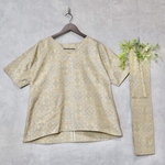 【サマーセール2000円OFF🌻 5000円→3000円】村山大島紬 着物リメイク👘花模様チュニックブラウス《スヌード付き》