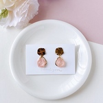 ゴールド×ピンクストーンのピアス｜やわらか上品・大人フェミニン｜お出かけ・特別な日　大人可愛い