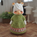小花模様ワンピース【ライム・オレンジ色のお花】❤︎handmade❤︎小さな動物系ドールサイズ・他共用可能サイズ