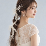 ♥️200【 パール ＆ クリーム 】のポニーフック  ヘアリボン ヘアアクセサリー