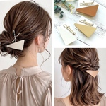【3点セット】三角　レザー　とゴールドピン  ヘアクリップ