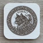【オーダーメイド可】猫（ソマリ）の紋章コースター 4枚セット アンティーク調（珪藻土配合）