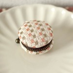 【予約品】こぎんマカロンポーチmini＊チェック（ミックスバニラ）＊
