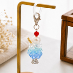 【オトナの贅沢クリームソーダ】　スワロフスキー製　ブルーハワイ　メロンソーダ　めじるし　チャーム　アクセサリー　目印　クリームソーダ　キーホルダー　ビーズ　天然石　傘マーカー　ストラップ