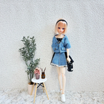   再販なし　C  デニム　半袖　ジャケット　のみ　ワンピース　ジャンパースカート　ピュアニーモ　リカちゃん　　ワンピース　ドール　