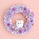 【特集掲載】再販*༶白ねこのパープル紫陽花リース♡通年リース うちの子リース　ギフトにも