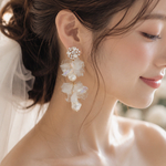 大ぶり！すりガラスフラーが可愛すぎる💛ゴールドのジャラジャラピアス、イヤリング