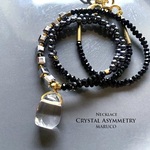 NC25-906ドロップ水晶＆ガラスAsymmetry 40㎝+chain*天然石ネックレス *送料無料*