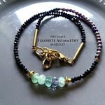 NC25-907フローライト蛍石＆ガラスAsymmetry 40㎝+chain*天然石ネックレス *送料無料*