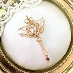 Garden of Light Wand フラッシュクリスタルとローズクォーツの魔法ステッキ ディップアート ワイヤージュエリー ネックレス トップ