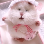 はむにぎりのヘッドドレス ピンク白うさぎポシェット風