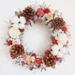 [再販]ピンクのお花のクリスマスリース2