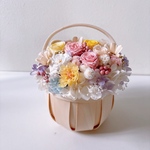 ふわふわフルーツかき氷バスケット＊プリザーブドフラワー　花かご　フラワーアレンジ　誕生日プレゼント　フラワーバスケット　　フラワーギフト　癒しのお花　