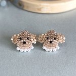うちの子そっくり！トイプードルのピアスA  ビーズ刺繍　犬　オートクチュール刺繍　