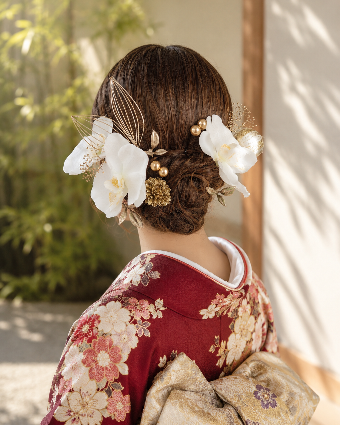 凛白＿＿胡蝶蘭の髪飾り　白無垢　色打掛　 和装花嫁　髪飾り　 前撮り　成人式　卒業式　振袖　袴　着物