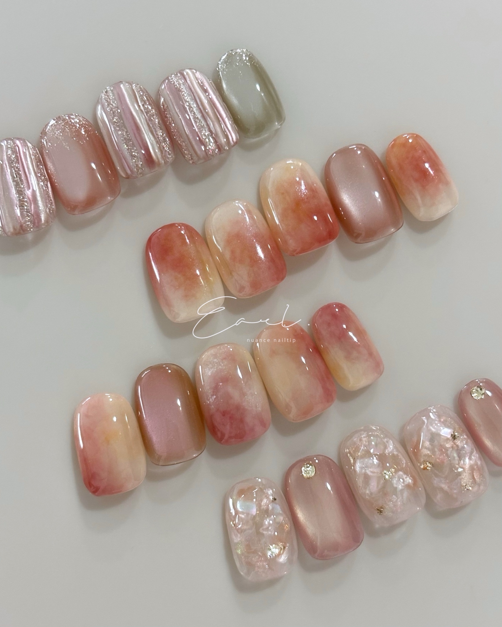 ネイルチップ　ニュアンスネイル　マグネットネイル　ぷっくり　ピンク　春ネイル Spring has come🌷 / ネイルチップ / ニュアンスネイル / ぷっくり