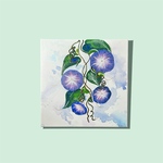 7月のお花『朝顔』25㎝×25㎝絵画/アクリル画/テクスチャーアート/アート/キャンバス/インテリア