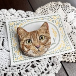 【手刺繍】茶トラ猫さんのブローチ