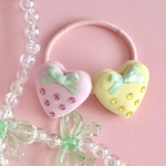 ダブルベリーマカロン🍓レモンイエロー×ミルキーピンク💛🩷キッズサイズゴム