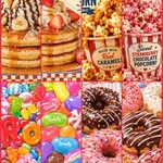 ｟American♥sweets　デザインペーパー片面印刷・110㎏　8種類　各2枚　計16枚｠