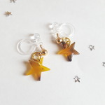 【再販】星のべっこう色　ノンホールピアス