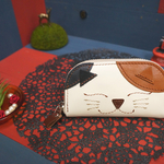 キーケース☆コインケース☆ネコ☆猫☆可愛い☆本革☆こ銭入れ☆財布☆レザー☆ラウンドファスナー☆プレゼント包装致します☆