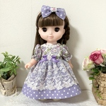 ソランちゃん　メルちゃん☆花柄パープルワンピース