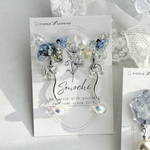 【 pierce / earring 】 ボタニカル な 青いお花 × 蝶 ピアス イヤリング シルバー