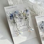 【 pierce / earring 】 ボタニカル な 青いお花 × 蝶 ピアス イヤリング シルバー