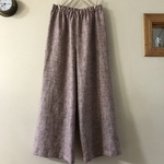 フレンチリネンヘリンボーンツイードで作ったワイドパンツ