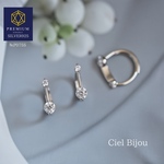 【新作】耳もとでまっすぐ光をつなぐ、凛と澄んだ大人のジルコニアフープピアス　Ciel Bijou　シルバー　P075S