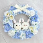 再販*༶うさぎのウェルカムドール  紫陽花とローズ　サムシングブルー♡ウェディングリース  夏リース　サマーリース うちの子リース　ギフトにも