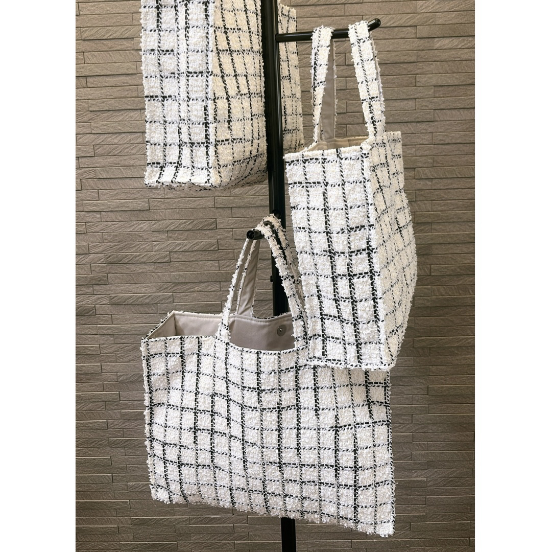 ラスト1点】高級 リントン🇬🇧 シャネルツイードバッグ【White】マチ
