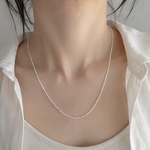 −𝗡𝗘𝗪− silver925 極細 ネックレス カット 華奢 煌めき 輝き キラキラ モールチェーン 華奢 フック式 シンプル シルバー925  スターリングシルバー S925【N-021】